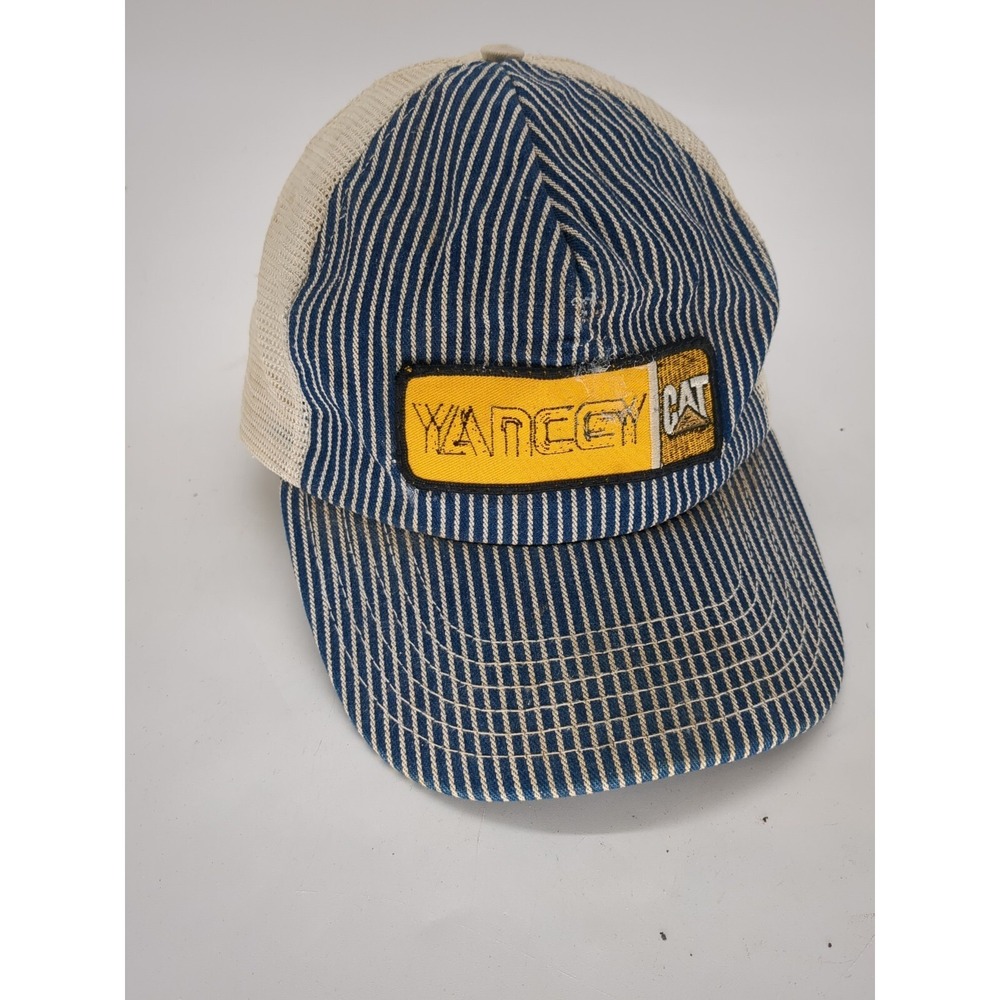 Vintage CAT Yancey Patch Conductor Hat Snap Back Made USA Blue #6